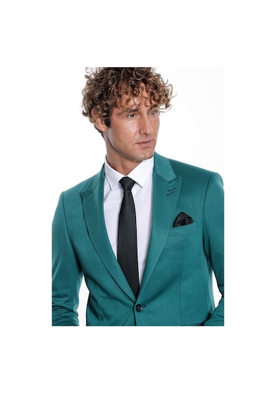 Wessi Pamuk Slim Fit Desensiz Yeşil Erkek Ceket 001