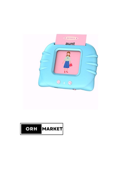 Orh Market Mavi İngilizce Sesli Flash Eğitici Oyuncak Aktivite Kartları| 112 Kart – 224 Kelime