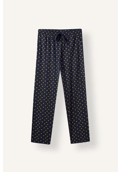 Defacto %100 Pamuk Desenli Regular Fit Düz Paça Pijama Altı I8257ax26aunv135 Lacivert-nv135