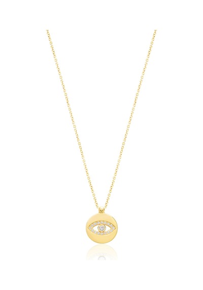 Zirkon Taşlı Altın Kaplamalı Göz Desenli Gümüş Kolye Gold - Rose Gold - Gümüş