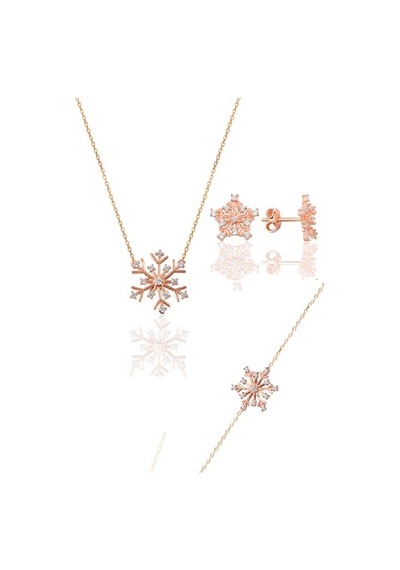 Gümüş Rose Kartanesi Modeli Üçlü Set