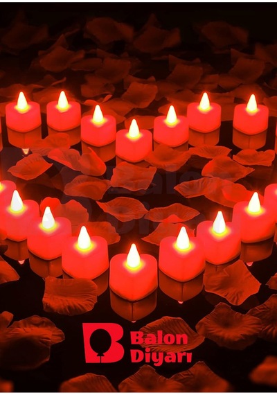 5 Adet Kalp Mum Şık Dekorasyon Kırmızı