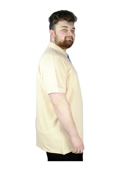 Mode Xl Battal Beden Erkek Tshirt Polo Yaka Cepli Klasik Pike 20552 Bej 001