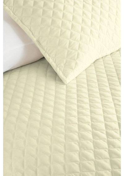 Sarı Minimal Genç Odası Tek Kişilik Pike Takımı - Kapitone Krem Modern 160x220 Cm Yatak Örtüsü Pamuksu Taş Kıyısı