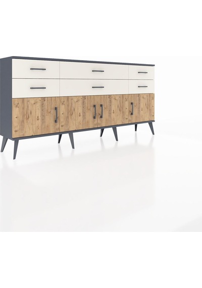 Arges Konsol 2 Raflı 6 Çekmeceli 4 Kapaklı 176x30x83 Antrasit-çam/aytaşı Çam/aytaşı Arges Konsol 2 Raflı 6 Çekmeceli 4 Kapaklı 176x30x83 Antrasit-çam/aytaşı Çam/aytaşı