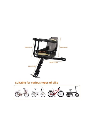 Sarissa E-bike Bisiklet Çocuk Taşıyıcı Kadro Bağlantılı Elektrikli Bisiklet Uyumlu Çocuk Koltuğu Siyah - Kırmızı
