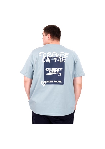 Mode Xl Büyük Beden Erkek T-shirt Bisiklet Yaka Forever U25023 Mavi Mavi