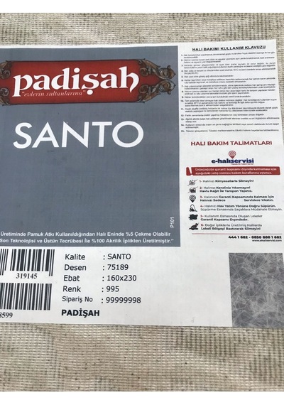 Padişah Halı Santo 75189 995 Serisi Akrilik Salon Oturma Yatak Odası Halısı Gri