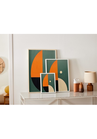 Çerçevesiz Poster, Dijital Baskı Geometrik Soyut Yarım Daireler Poster, Çerçeve İçi Poster,minimal
