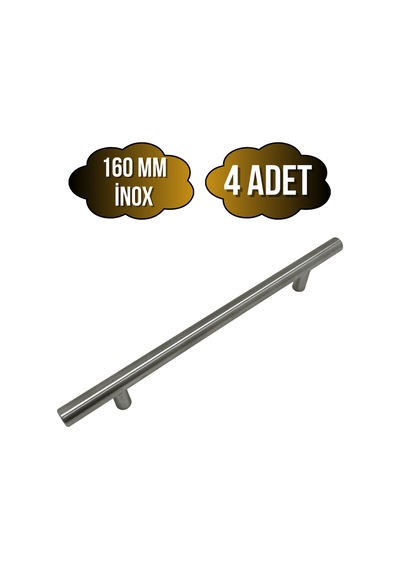 Nobel Boy Paslanmaz Boru İnox Dolap Kulpu Mobilya Ve Mutfak Dolap Kulpu İnox 160mm 4 Adet İnox