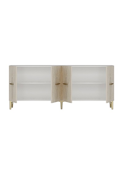 Ka1808btg İda Konsol ,tv Sehpası Beyaz-traverten-gold 180cm