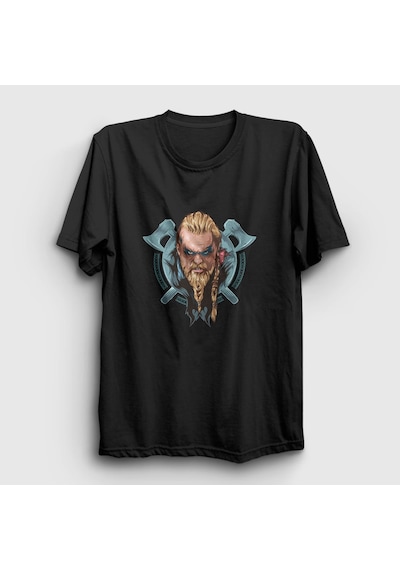 Presmono Unisex Axes Assassin's Creed T-shirt Siyah