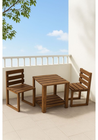 Ahşap Bahçe/balkon Bistro Oturma Takımı Şeffaf Vernik Ahşap Bahçe/balkon Bistro Oturma Takımı Şeffaf Vernik