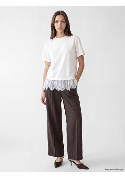 Lcw Modest Beyaz Bisiklet Yaka Dantelli Bluz