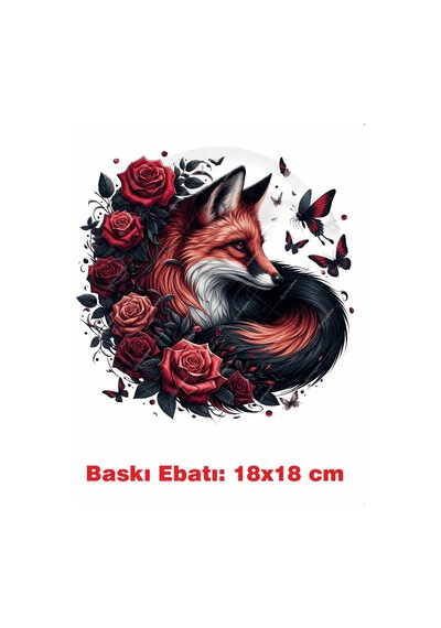 Tilki Gotik Temalı Ütü İle Yapışan Tekstil Kumaş Tişört Dtf Baskı 3519
