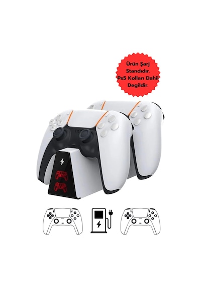 Ps5 Dualsense Kablosuz Oyun Kolu Şarj Standı Çiftli / Hızlı Şarj 1 Adet