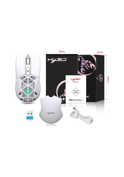 T26 Çift Modlu 2.4g Bt5.1 Kablosuz Oyun Mouse 4800 Dpı Ayarlanabilir Ergonomik Optik Gamer Mouse Diğer
