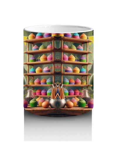 Çocuklara Sütü Sevdiren Rengârenk Cupcake Şefi Canavar Desenli Kupa Bardak Renkli