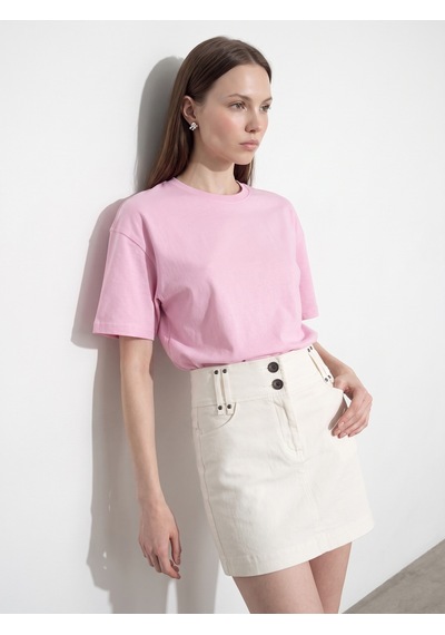 Dilvin 31017 %100 Pamuk Basic T-shirt-toz Pembe