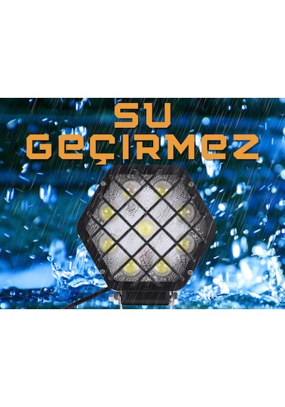 48w Altıgen Kafesli Siyah 16 LED Off Road Tekne Çalışma Lambası