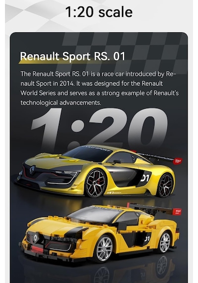 Cada Uzaktan Kumandalı Renault Sports 1:20 C51094w 294 Parça Oyuncak Yapım Seti Blok Araba