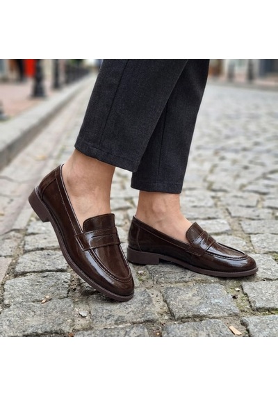 Veseo Kadın Loafer Makosen Kahverengi Günlük Ayakkabı