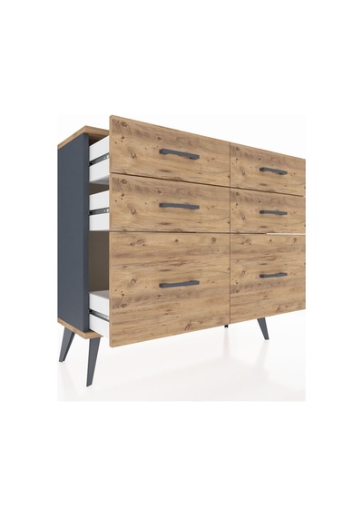 Arges Şifonyer 6 Çekmeceli 88x30x80 Antrasit-çam Çam Arges Şifonyer 6 Çekmeceli 88x30x80 Antrasit-çam Çam