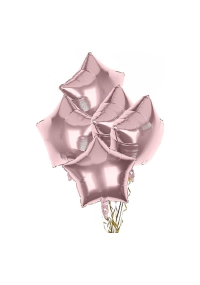 5 Li Yıldız Folyo Rose Gold Balon Süsleme Seti 18 Inç 45 Cm 5 Ade Karışık Renkli