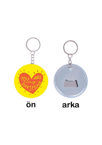 2'li You Are My Sun Shine Tasarımlı Özel Açacaklı Anahtarlık