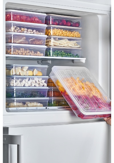 Deepfreezer Organizer Saklama Kabı Büyük 2.4 Lt 6 Adet Şeffaf