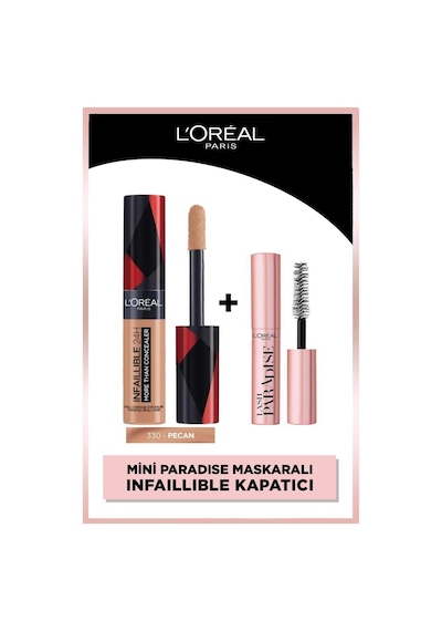 L'Oréal Paris Infaillible 24H Tüm Yüze Uygulanabilir Kapatıcı 330 Pecan + Mini Paradise Maskara
