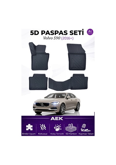 Volvo S90 2016+ Araca Özel Havuzlu "karbon" Paspas Takımı