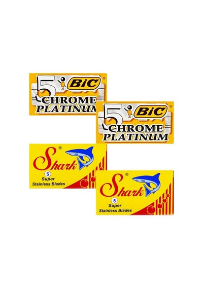 2 Adet 5'li Kutu Bic Chrome Ve 2 Adet 5'li Kutu Shark Stainless Tıraş Bıçağı Seti, Toplam 20 Adet Yaprak Jilet