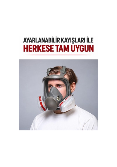 Valkyrie Profesyonel Tam Yüz Gaz Maskesi Çift Filtreli 20 Yedek Filtreli Ayarlanabilir Koruyucu Maske
