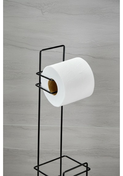 Yedek Hazneli Wc Tuvalet Kağıtlığı - Siyah Ferforje Metal Lüx Banyo Kağıtlık Siyah