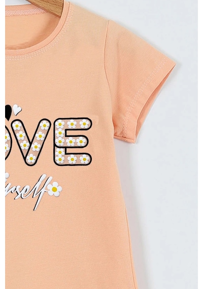 Hçm Kız Çocuk Tshirt Love Baskılı Bisiklet Yaka D28 Yavruağzı