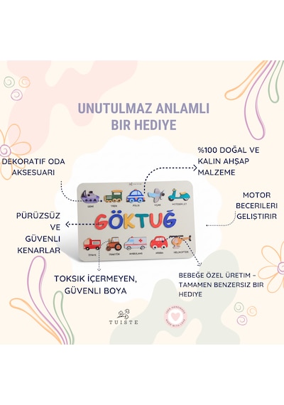 İsme Özel Bebek Hediyesi Montessori Oyuncak, Hediyelik Bebek Odası Dekor, El Yapımı Hatıralık Set 4