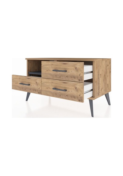 Hyperion Şifonyer Tek Raflı 3 Çekmeceli 88x44x48 Çam-antrasit/çam Antrasit/çam