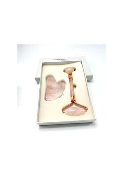 Yıldız Doğal Taş Sertifikalı Pembe Kuvars Roller + Gua Sha Doğal Taş Masaj Aleti