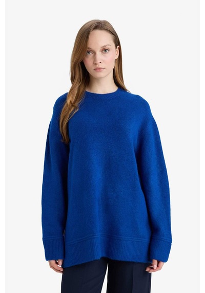 Defacto Loose Fit Bisiklet Yaka Triko Kazak Tunik G7239ax25cwbe835 Mavi-be835