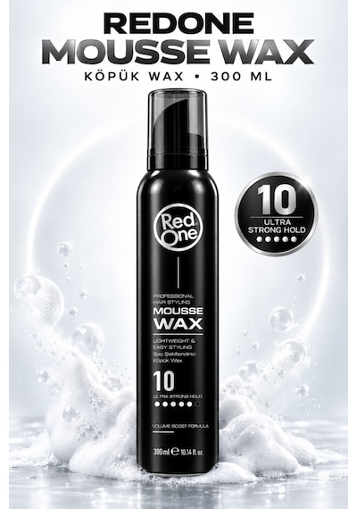 Redone Profesyonel Hair Styling Mousse Wax Ultra Strong Hold No:10 & Ultra Güçlü Tutuşlu Köpük Wax 300 Ml