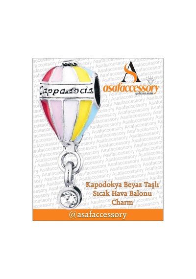 Kapodokya Beyaz Taşlı Sıcak Hava Balonu Charm Page-0001 Gümüş
