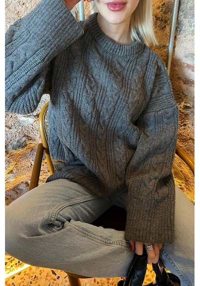 Madmext Antrasit Bisiklet Yaka Örme Triko Kazak Mg2009-antrasit Antrasit