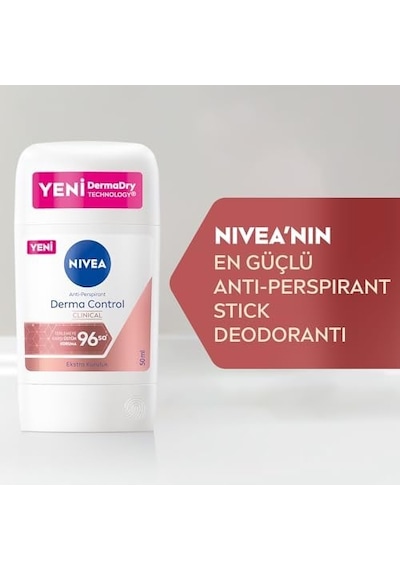Kadın Stick Deodorant Derma Control Clinical 50 Ml, C Vitamini İle Koltuk Altı Kararma Karşıtı, 96 Saat Anti-perspirant Koruma