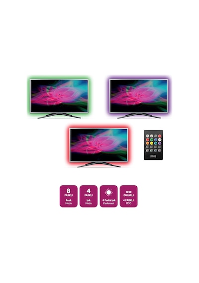 House Pratik Hp86 Uzaktan Kumandalı Tv Arkası Rgb Led Aydınlatma 2 Metre