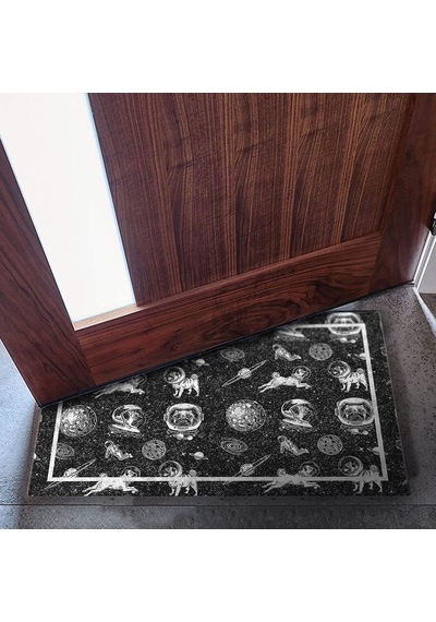 Tasarımlı Dekoratif Kapı Önü Paspas, Dış Mekan/ev İçi/banyo/mutfak/yatak Odası/giriş Paspasları Black Space Çok Renkli