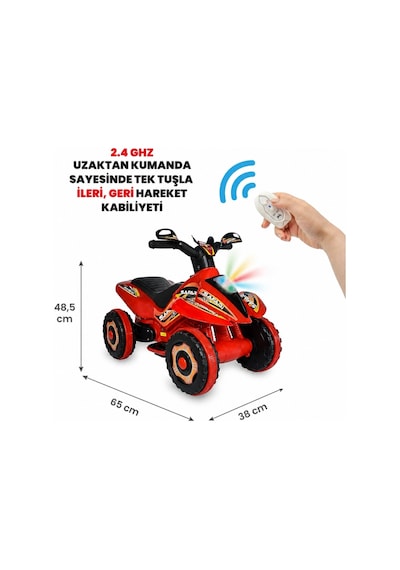 Uzaktan Kumandalı Akülü Atv Safari 6 Volt 35 Kg Taşıma Kapasitesi Kırmızı