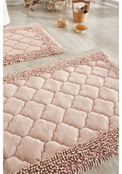 Cotton Special 2'li Pamuklu Klozet Takımı Pudra Banyo Paspas Seti Klozet Takımı Renkli