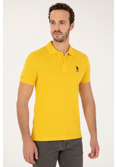 U.S. Polo Assn. Erkek Slim Fit Polo Yaka Safran Basic Tişört 50279613-VR043