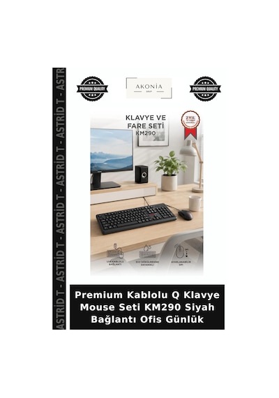 Premium Kablolu Q Klavye Mouse Seti Km290 Siyah Bağlantı Ofis Günlük Diğer